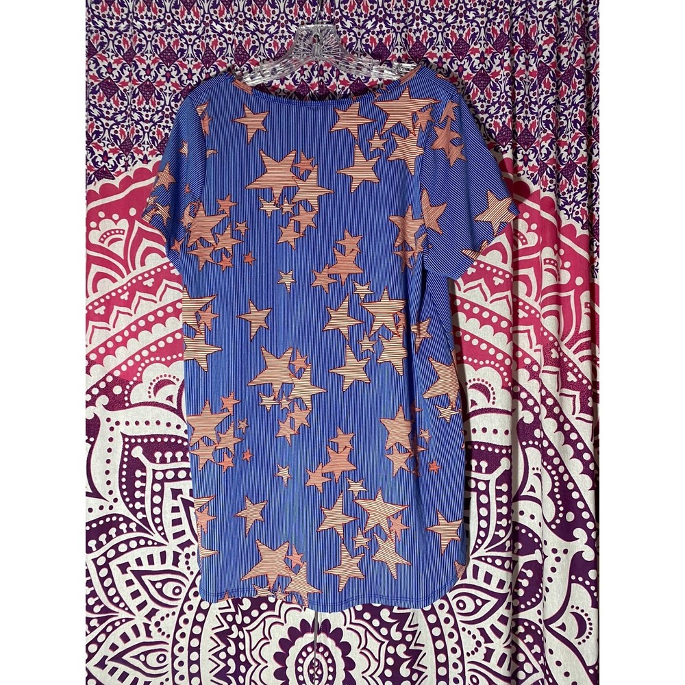 LuLaRoe Shirt Dress 4th of July Red Blue Stars and Stripes White Size Large